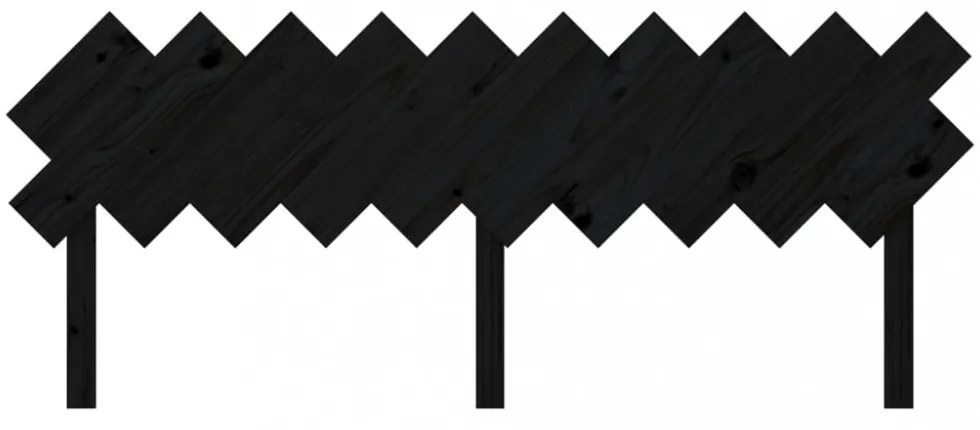 fekete tömör fenyőfa ágyfejtámla 196x3x80,5 cm