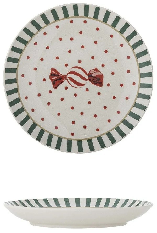 Fehér agyagkerámia desszertes tányér karácsonyi mintával ø 16 cm Yule – Bloomingville