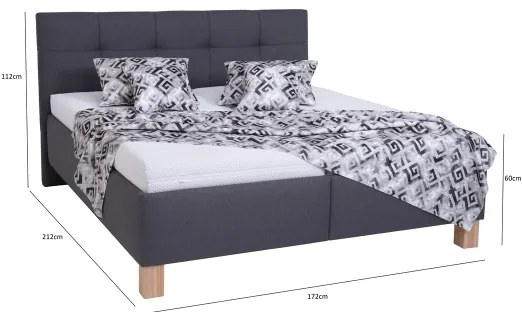 MARIA kárpitozott ágy tárolóhellyel, matrac nélkül, 160x200 cm, szürke