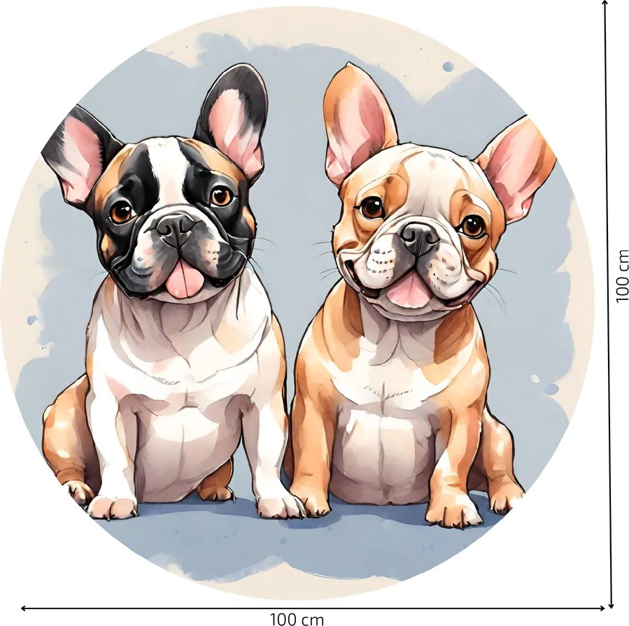 PIPPER. Kör alakú falmatrica "Francia bulldogok" Méret: 60cm