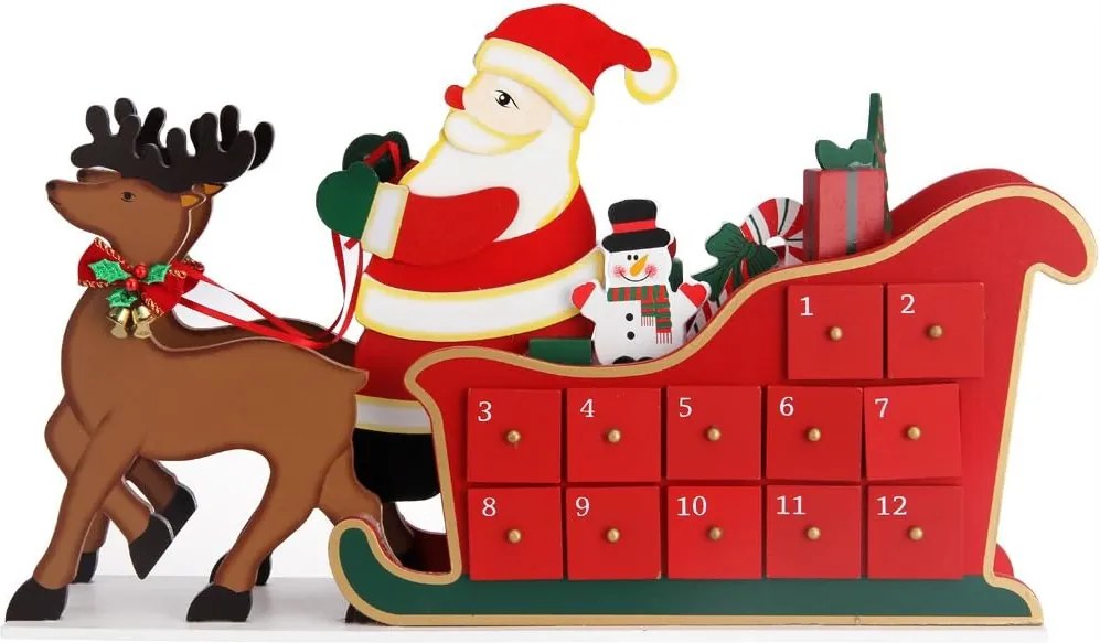 NIKOLAS adventi naptár, 52x31x13cm, színes Spielwerk