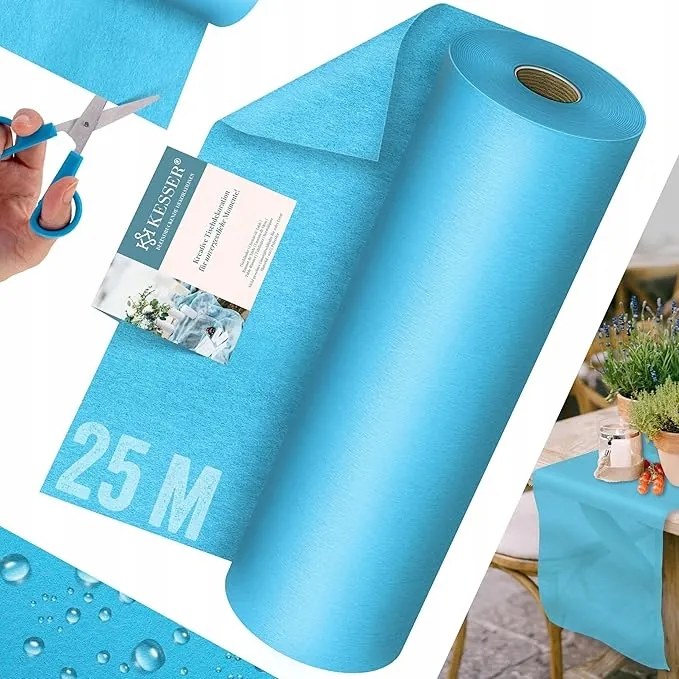 Asztalterítő, nem szőtt, modern, 30 cm x 25 m, asztaldekoráció blau