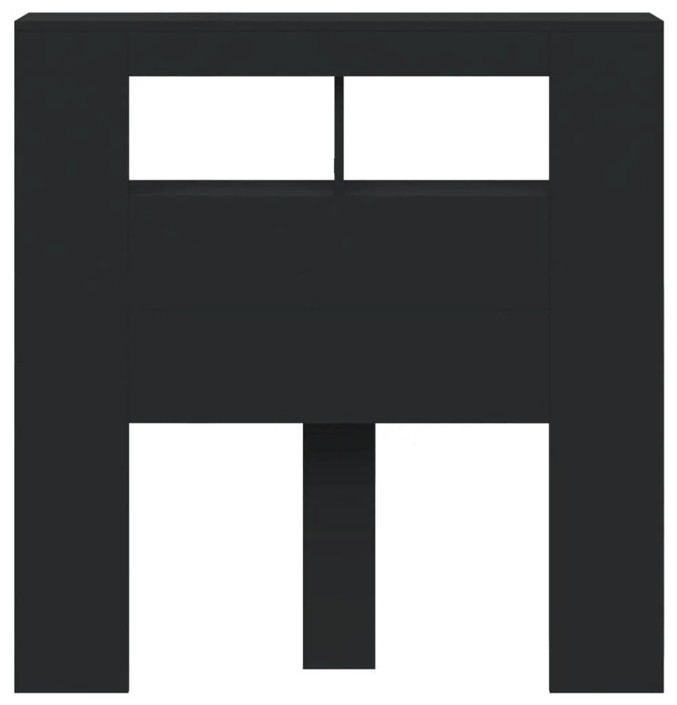 fekete szerelt fa LED-es fejtámla 100x18,5x103,5 cm