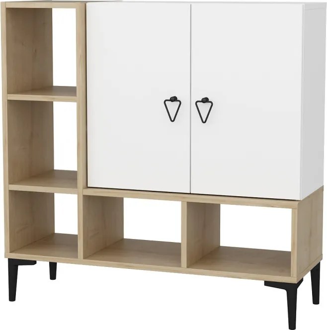 Platin komód, tölgy-fehér, 100 cm