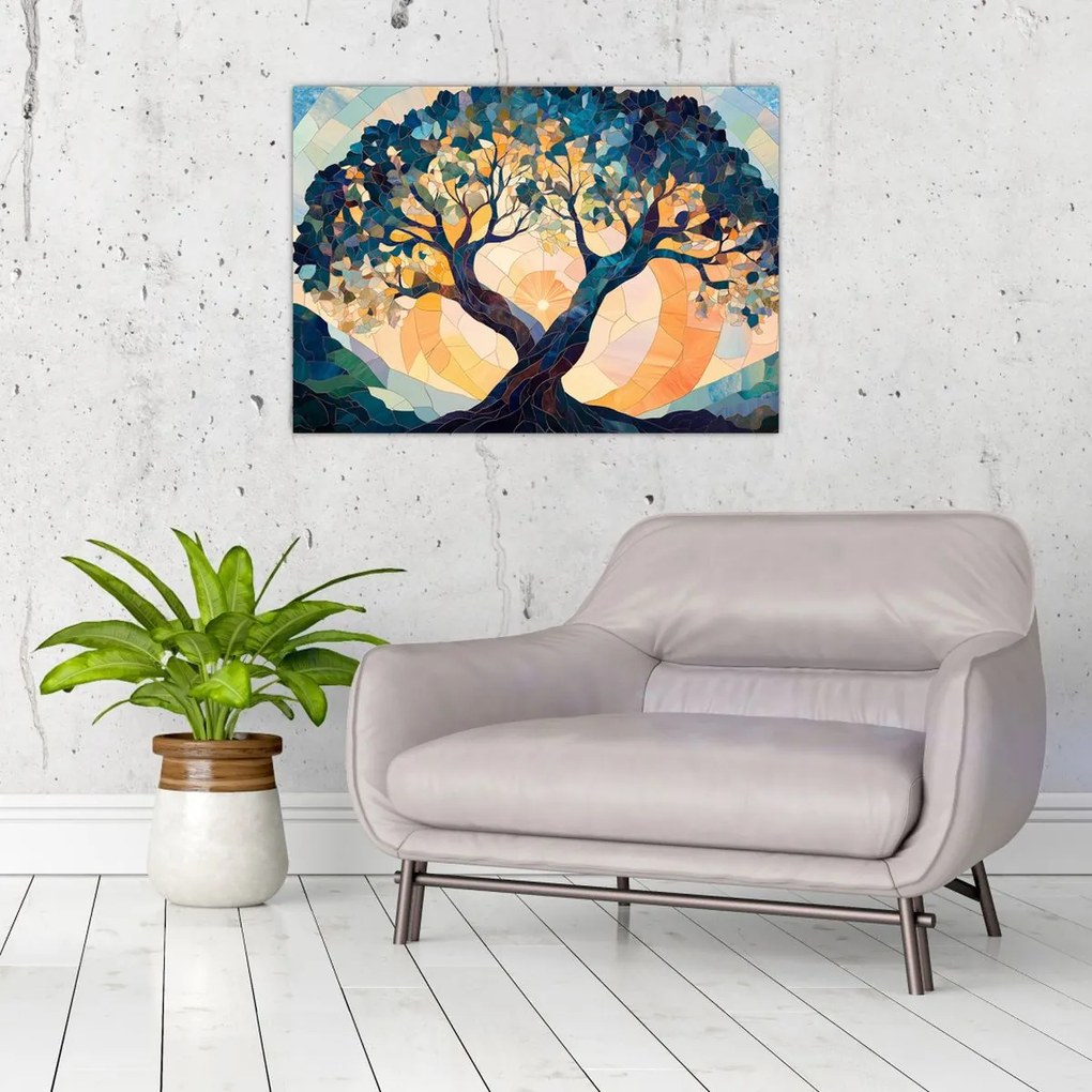 Kép – Mozaik – nap és fa II. (70x50 cm)