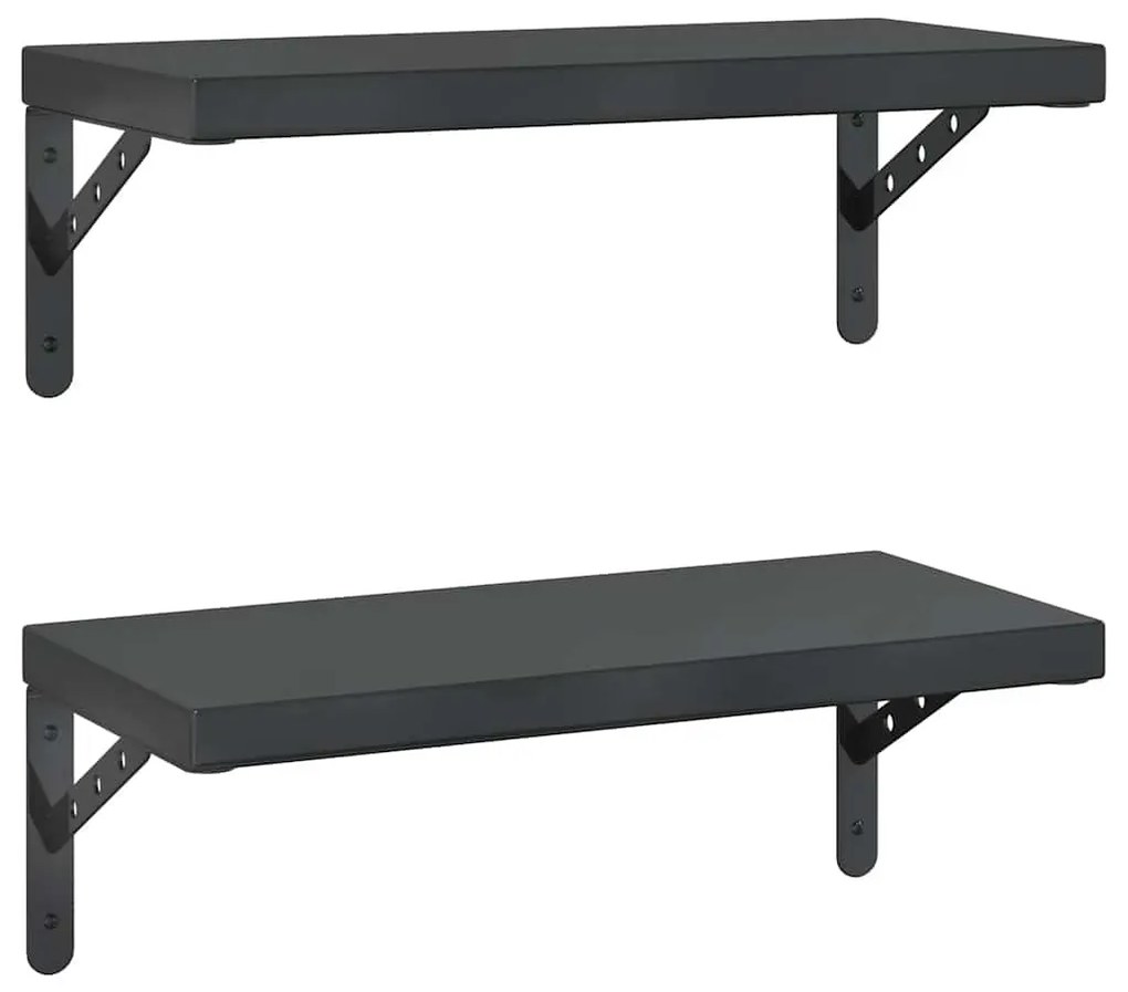 2 db fekete rozsdamentes acél fali polc 50 x 23,5 cm