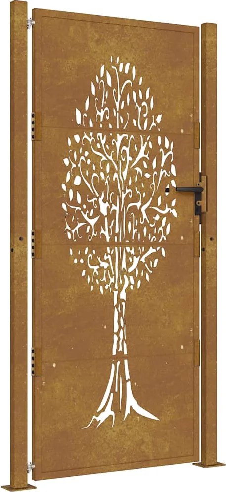 vidaXL Corten acél kerti kapu 100x175 cm, fa mintázatú