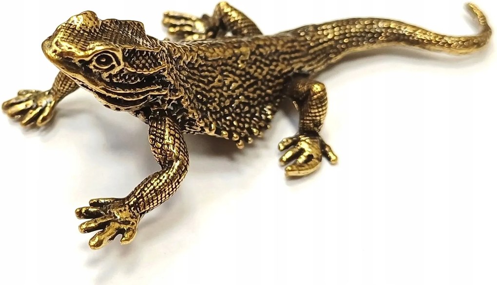 Dekorációs Figura Sárgaréz Agáma Gyík, Asztali Dísz Gekkó 7 CM