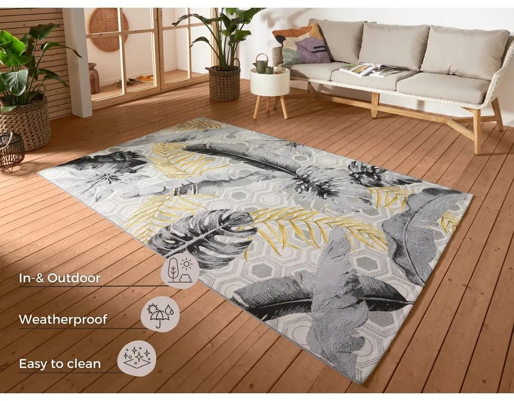 Sárga-szürke kültéri szőnyeg 120x180 cm Flair – Hanse Home