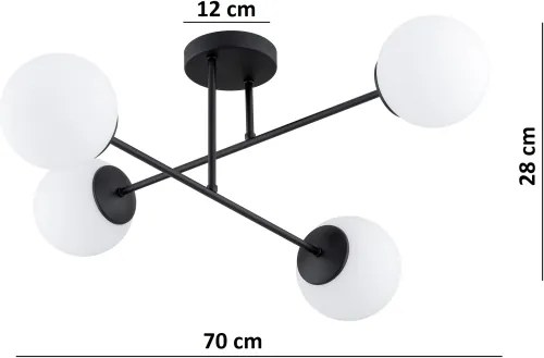 Brilagi - MILO felületre szerelhető csillár 4xE27/60W/230V fekete