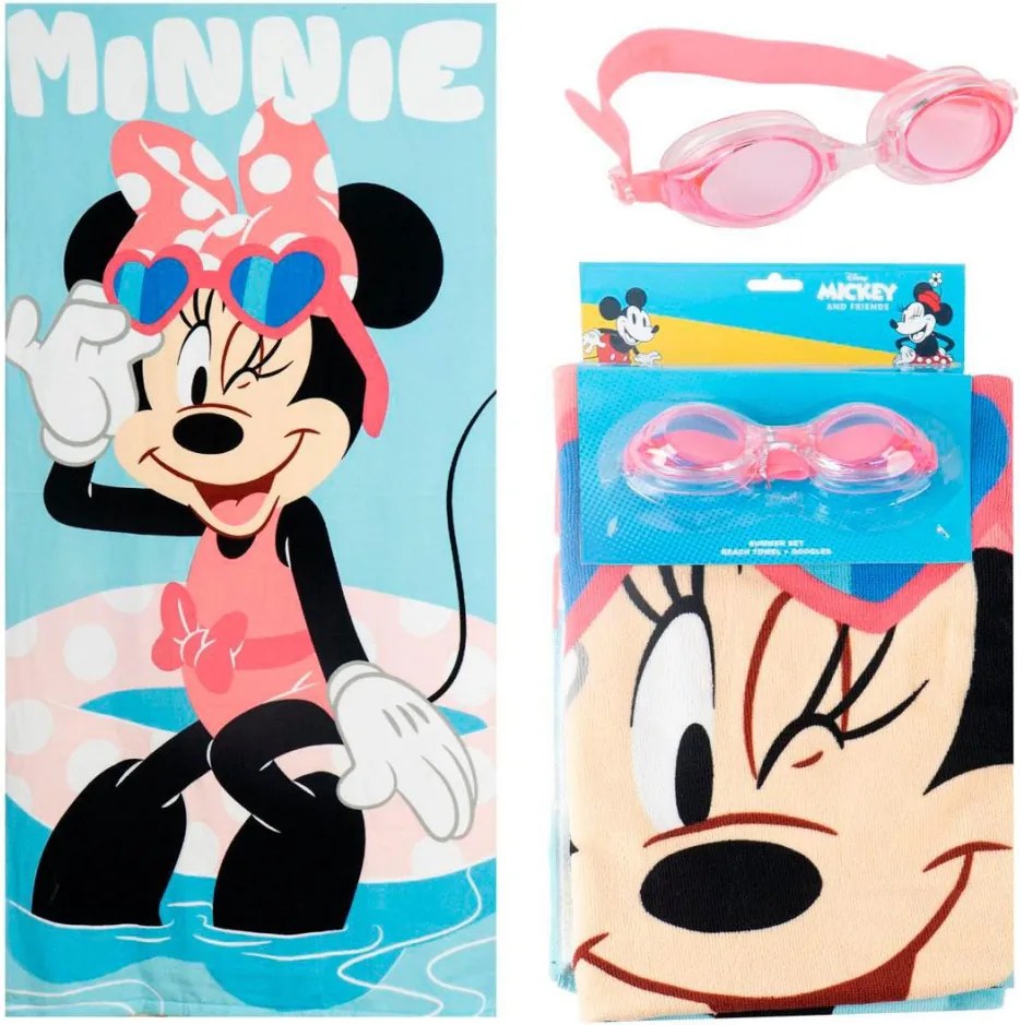 Disney Minnie Swimming törölköző és úszószemüveg szett