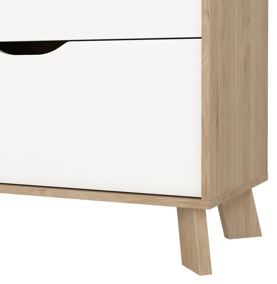 Fehér-natúr színű komód tölgyfa dekorral 79x92x40 cm Ikast – Tvilum
