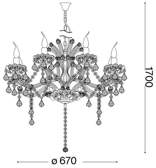 Ideal Lux - Kristály csillár láncon NAPOLEON 8xE14/40W/230V átm. 67 cm arany
