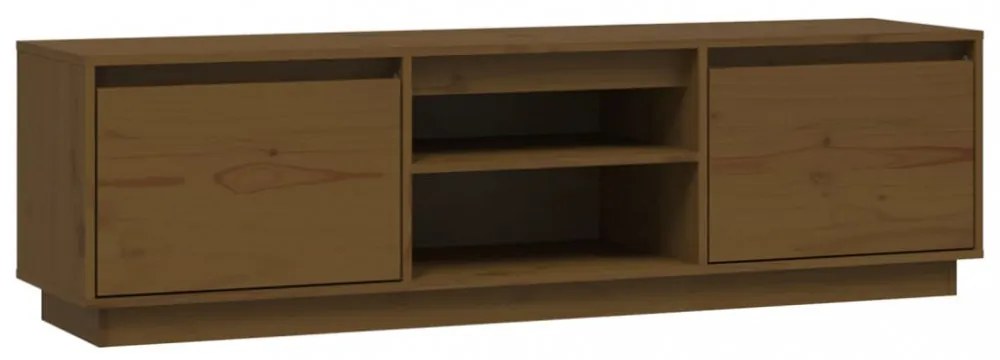 mézbarna tömör fenyőfa TV-szekrény 140 x 35 x 40 cm