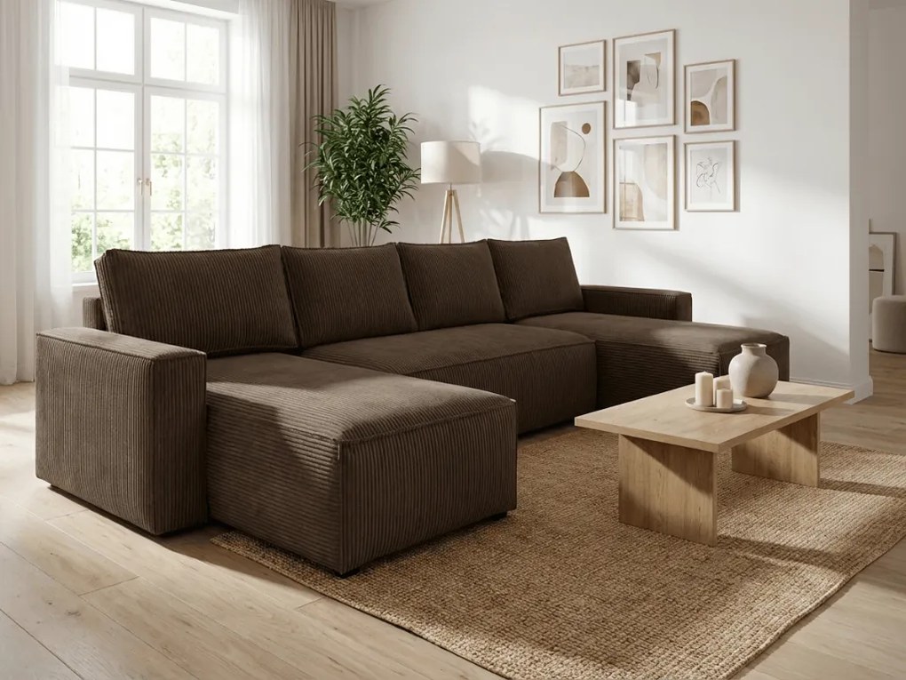 AKCIÓ Sötétbarna U alakú SMART COSARO ülőgarnitúra 295x140 cm II. osztály