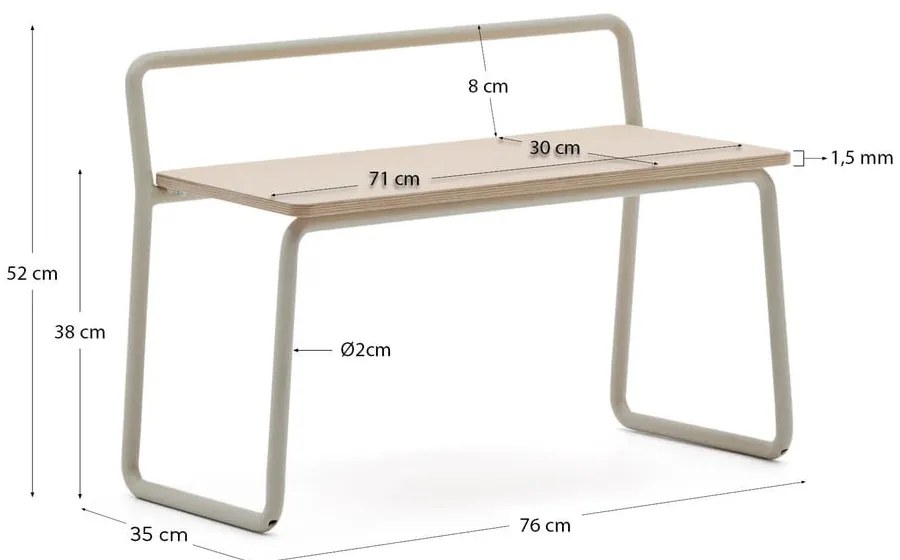 Bézs-natúr színű pad Tinn – Kave Home