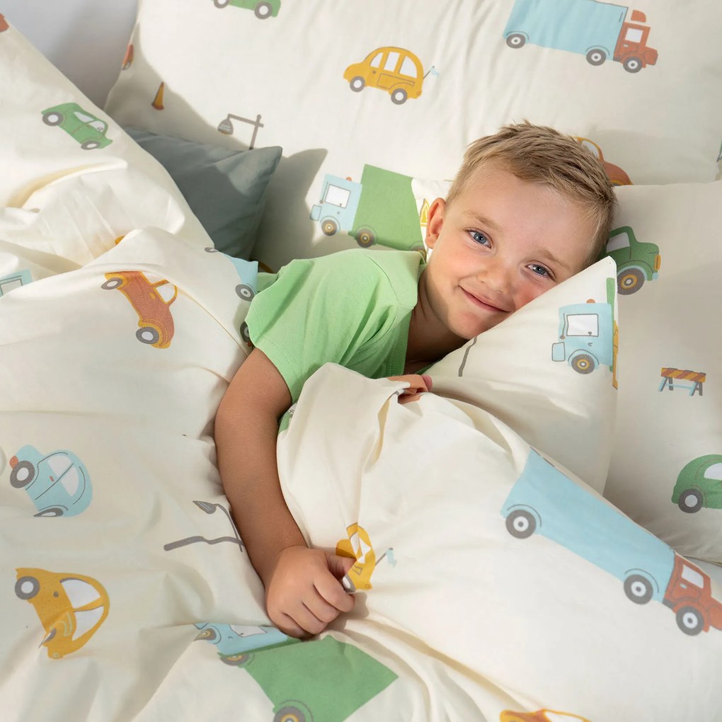 Goldea gyermek pamut párnahuzat - az autók világa 40 x 40 cm