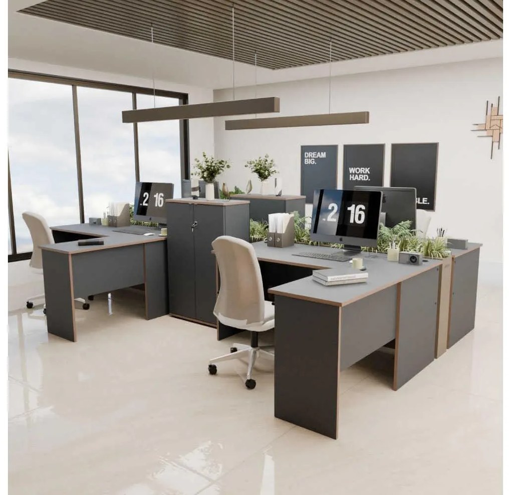 Sarok PC asztal Raven (antracit + tölgy) . 1109410