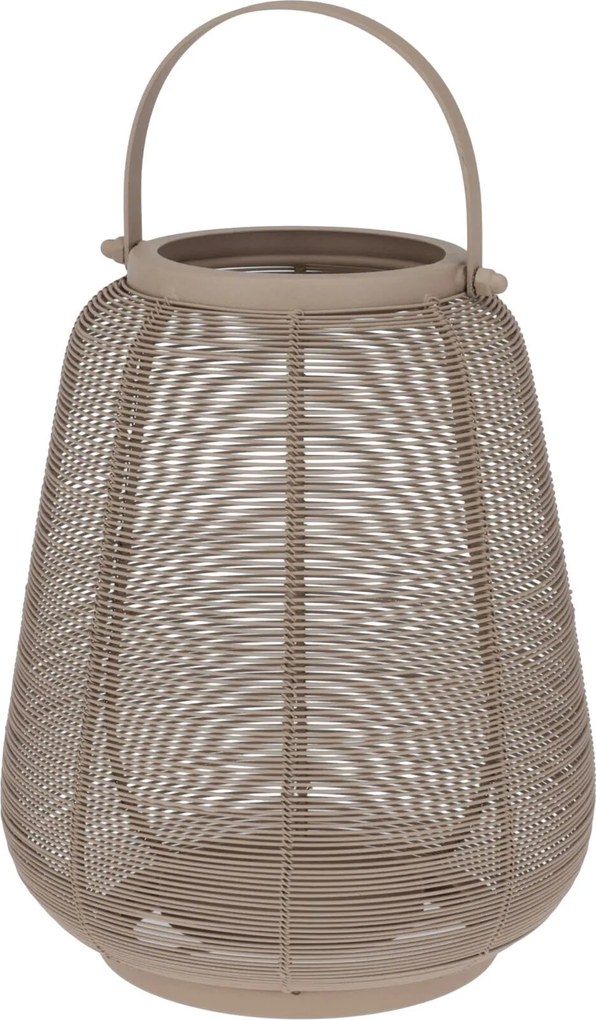 Lampion Gyertyatartó Fogantyúval Bézs Fém Zseblámpa 16,5x19 cm