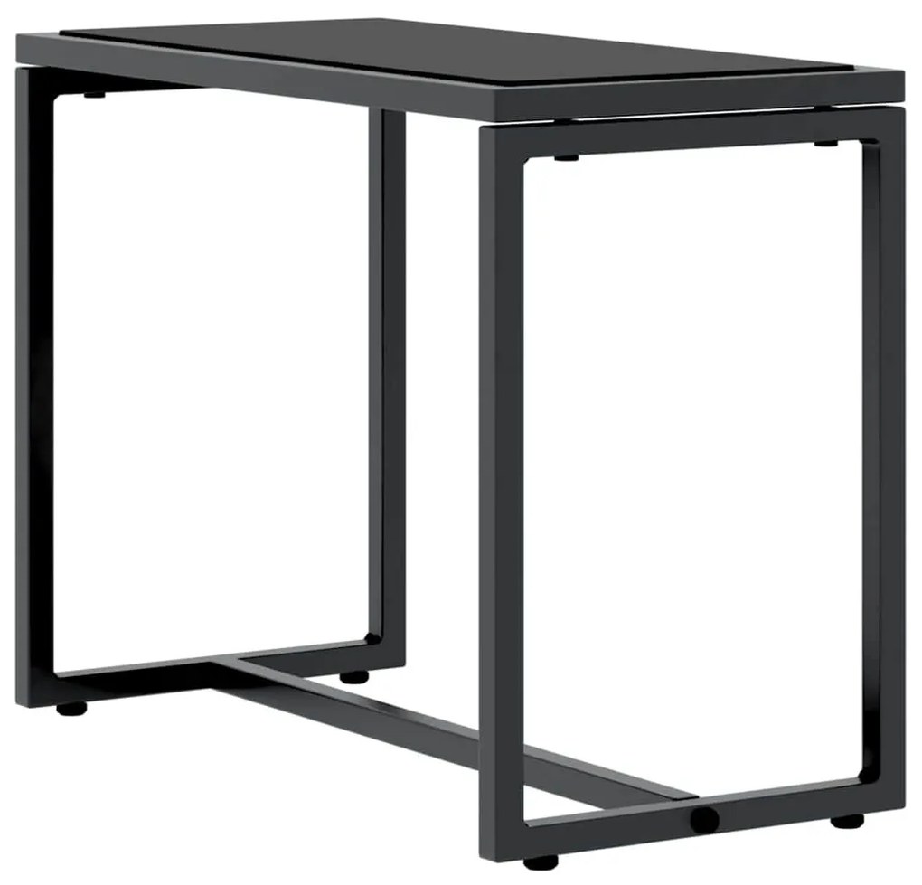 Napozóágyak asztallal 3 pcs Fekete és antracit 197 x 54 x 86 cm