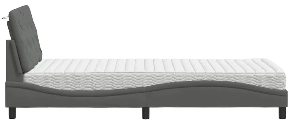 sötétszürke szövet ágy matraccal 80x200 cm Fabric