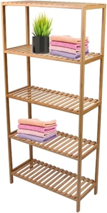 Bambusz polcos állvány 5 polc 60 x 26 x 130 cm
