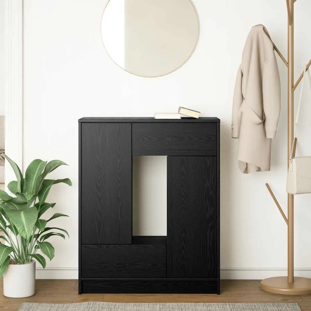 fekete tölgy komód fiókokkal és ajtókkal 73x31x90 cm