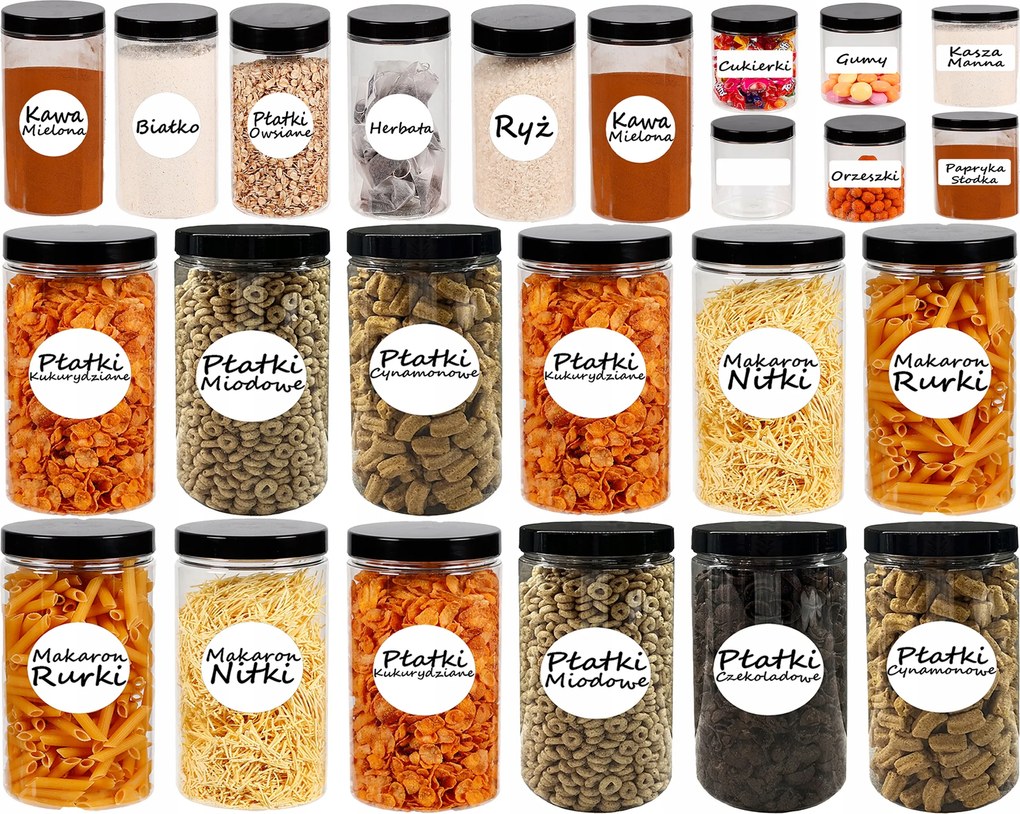 Ételtároló dobozok konyhai szett 1250ml 500ml 300ml 24 db+címke