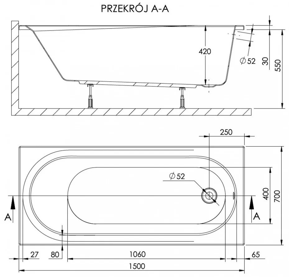 Dida 70x150 egyenes kád