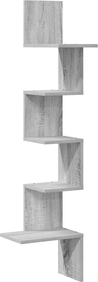 vidaXL szürke sonoma szerelt fa fali sarokpolc 32x32x127,5 cm
