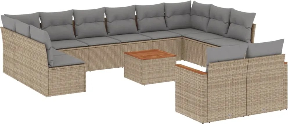 vidaXL 13 részes bézs polyrattan kerti ülőgarnitúra párnákkal