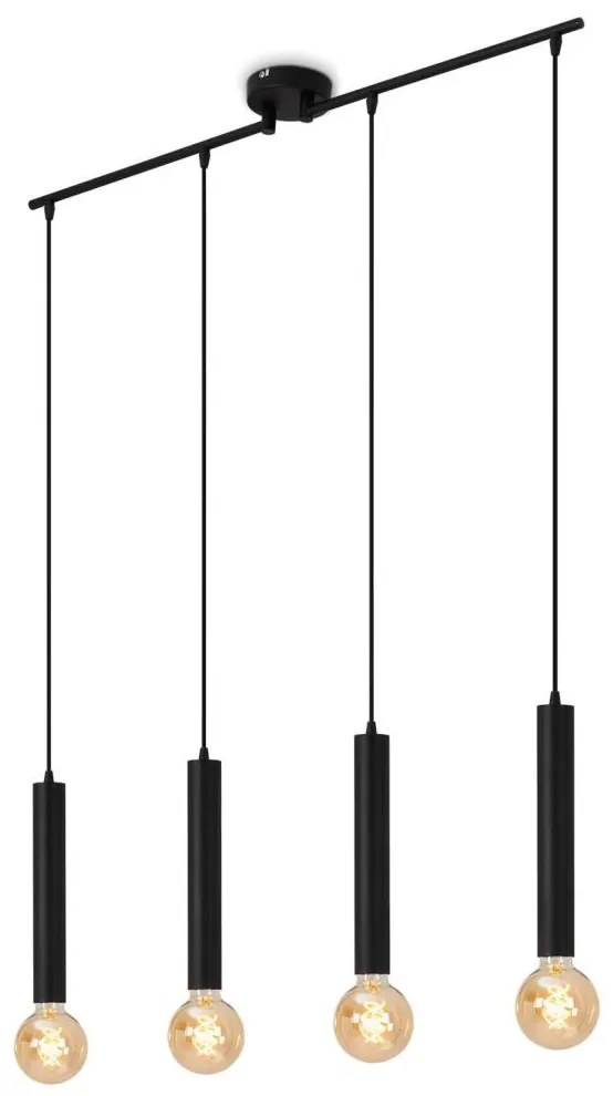 Briloner - Csillár zsinóron LONGA 4xE27/60W/230V fekete