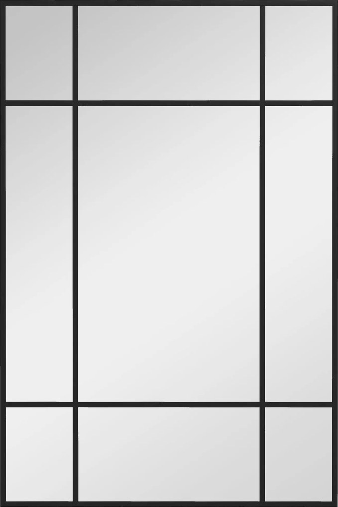 HOMCOM Téglalap alakú Falitükör 90x60 cm Fém Karral - Dekoratív Tükör Nappalihoz, Hálószobához, Előszobához Fekete | Aosom