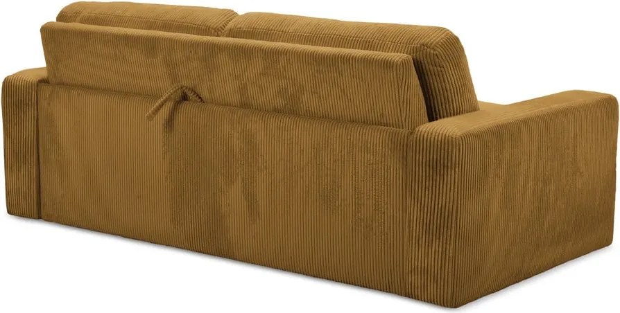 Mustársárga kordbársony kinyitható kanapé 195 cm Nona – Makamii
