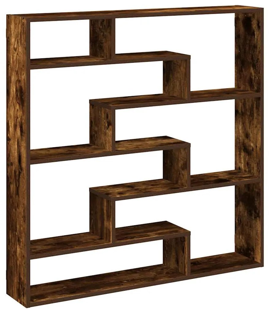 füstös tölgy színű szerelt fa fali kockapolc 7 rekeszes színű