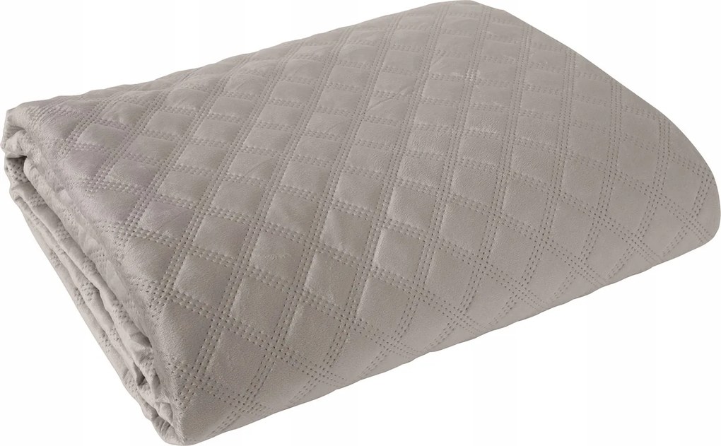 Dekoratív ágytakaró Velvi 70x160 steppelt, geometrikus mintás, szürkésbézs