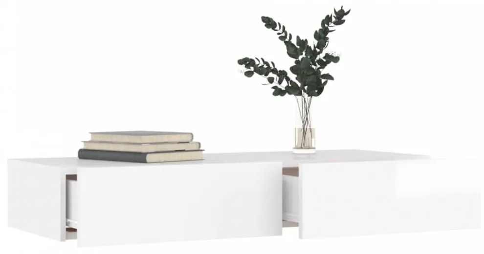 Magasfényű fehér TV-szekrény LED lámpákkal 90 x 35 x 15,5 cm