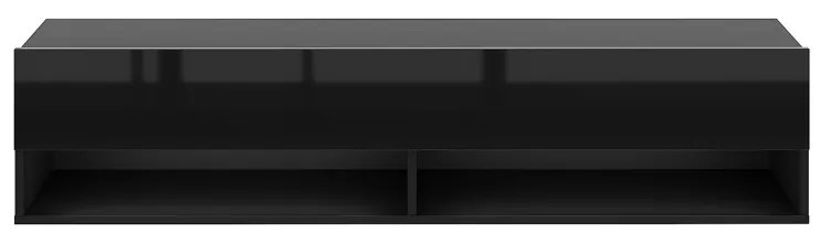 TV szekrény 140 cm fekete / fekete magasfény színkombinációban – DERBY