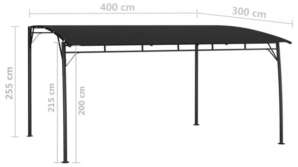 antracitszürke kerti napellenző 4 x 3 x 2,55 m