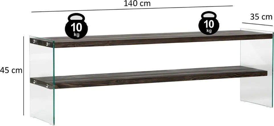 Aqua üveg TV-állvány, antracit, 140 cm