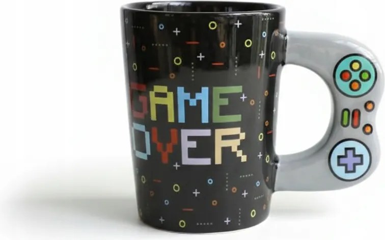 Játékos Bögre Game Over Kerámia Bögre Fekete 295 ML 12 × 8,5 × 10 cm