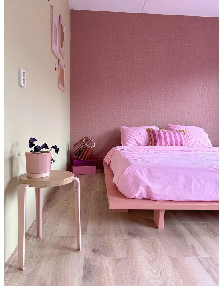 Világos rózsaszín borovi fenyő franciaágy ágyráccsal 180x200 cm Japan – Karup Design