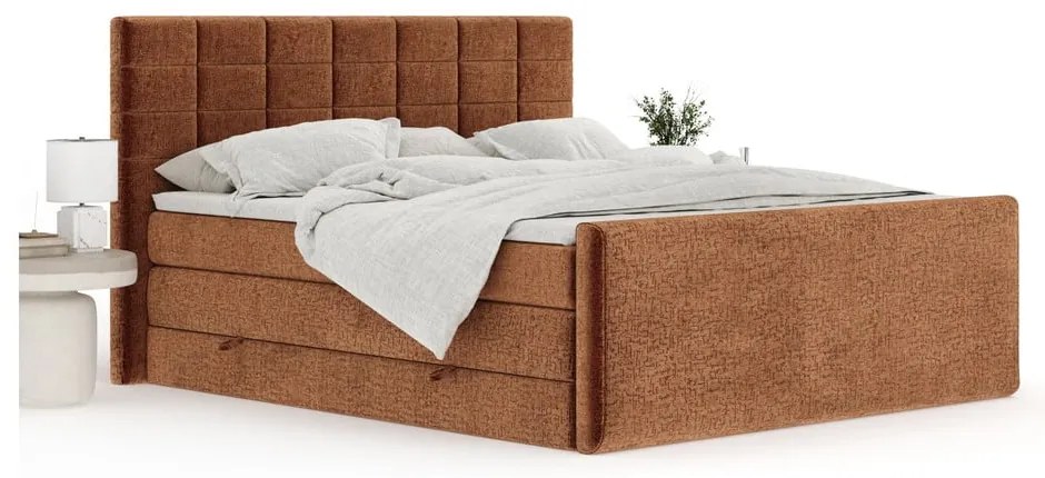 Narancssárga ágyneműtartós boxspring ágy 180x200 cm Ava – Maison de Rêve