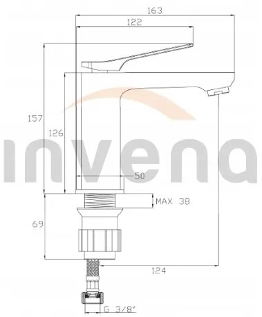 Invena Neri, mosogató csaptelep, fekete matt, BU-01-004-L