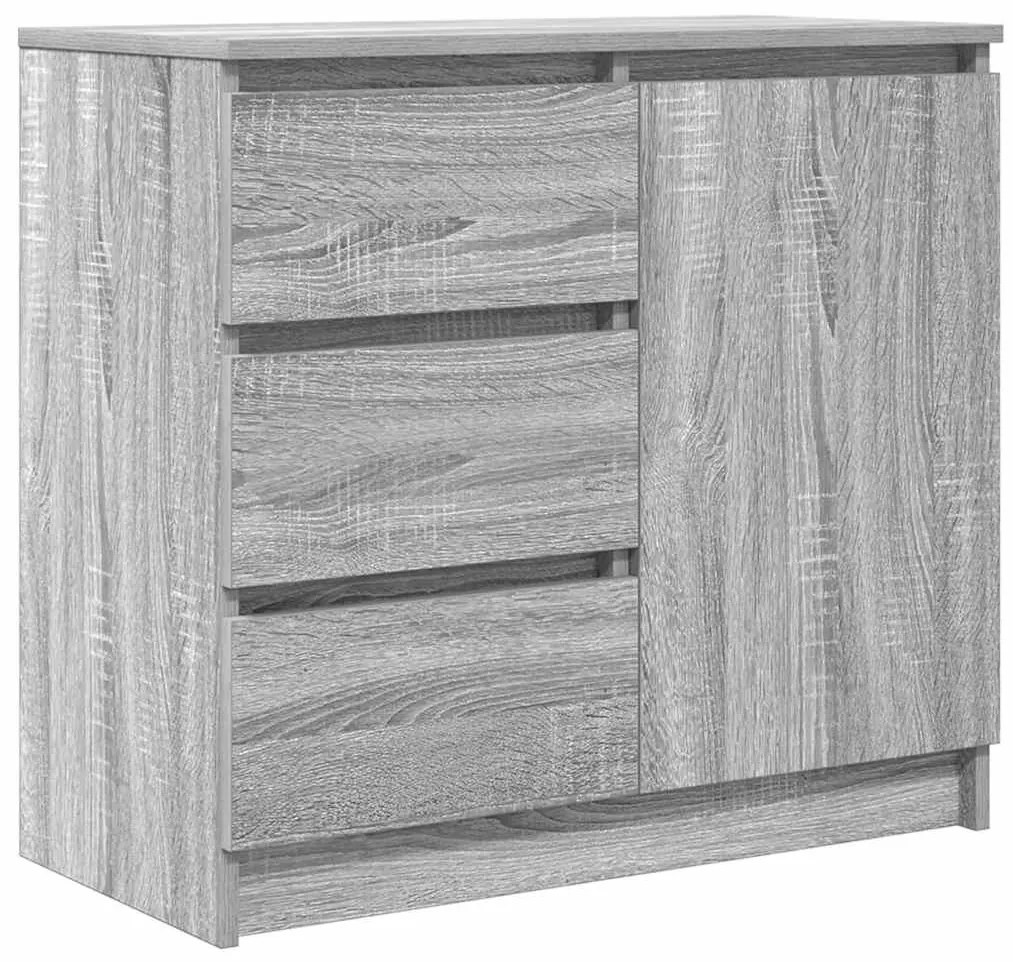 szürke sonoma szerelt fa tálalószekrény fiókos 71x35x65 cm