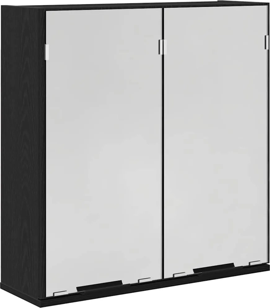 vidaXL Tükörszekrény polcokkal Fekete tölgy 64 x 20 x 67 cm Faanyag