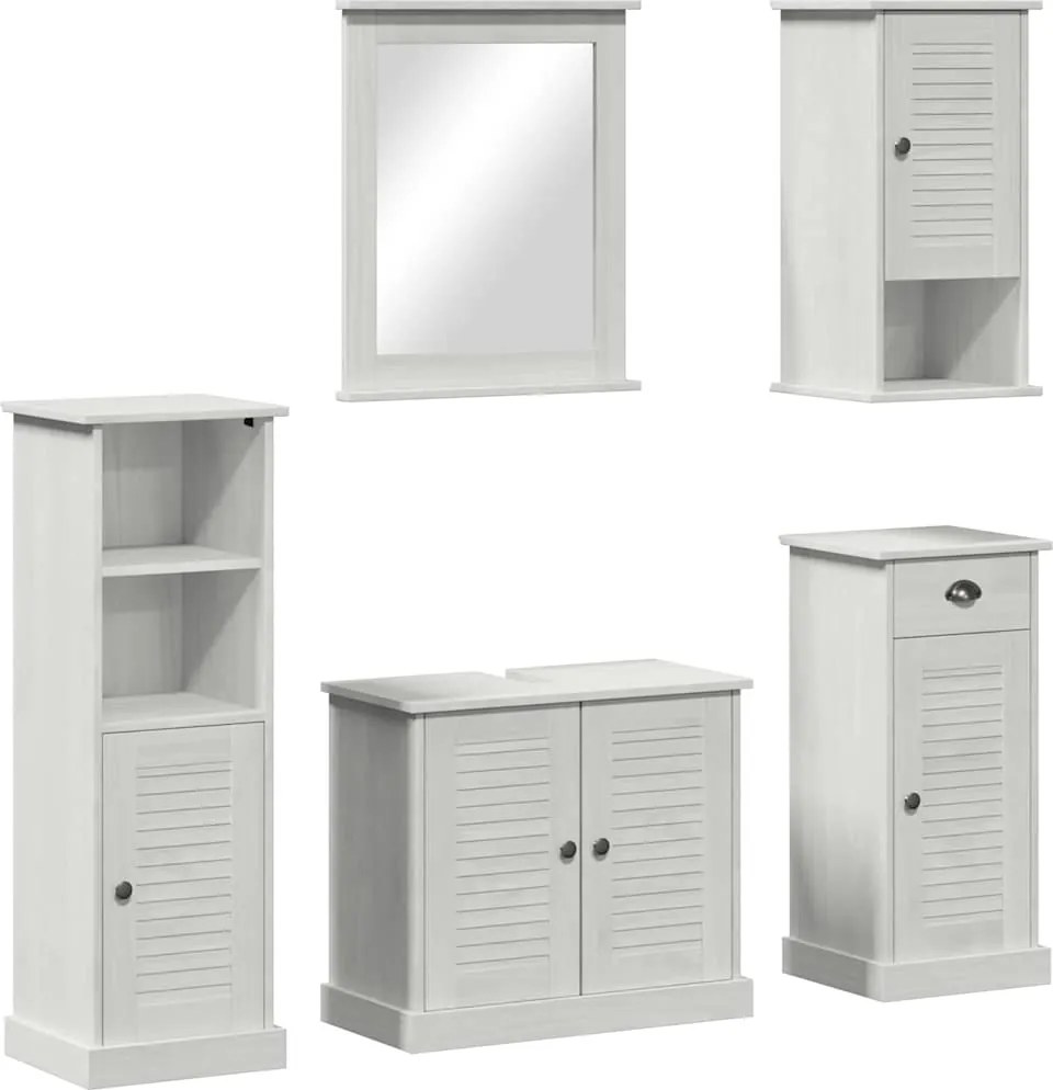 vidaXL Fürdőszoba bútor szett VIGO 5 pcs Antik fehér Tömör fenyőfa