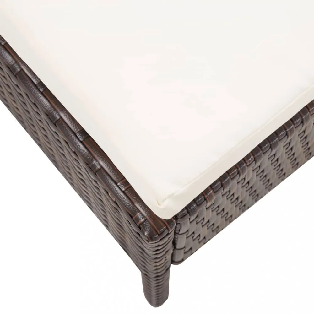 3-részes barna polyrattan kerti ülőgarnitúra párnákkal