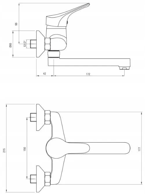 Deante Joko, falra szerelhető mosdócsap 150mm, króm, BOJ_050M