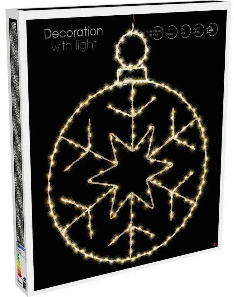 Kerstball Snowflake karácsonyi lógó LED dekoráció250 LED, 48 cm